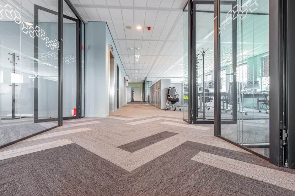 worn office carpet traffic lanes matted commercial flooring
